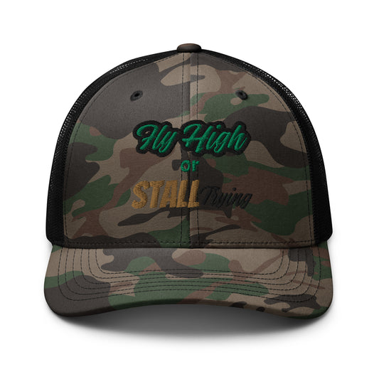 Fligh High or Stall Trying Camouflage Pilot Hat