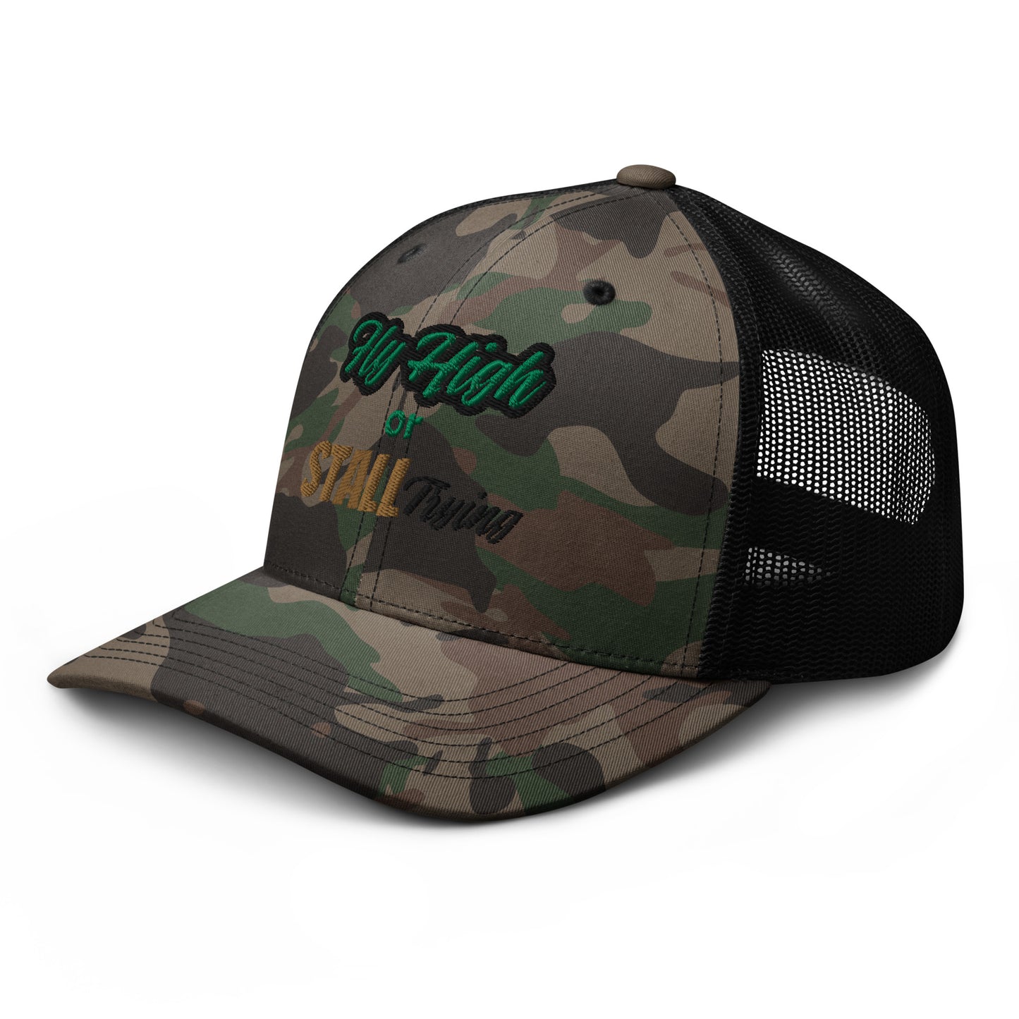 Fligh High or Stall Trying Camouflage Pilot Hat