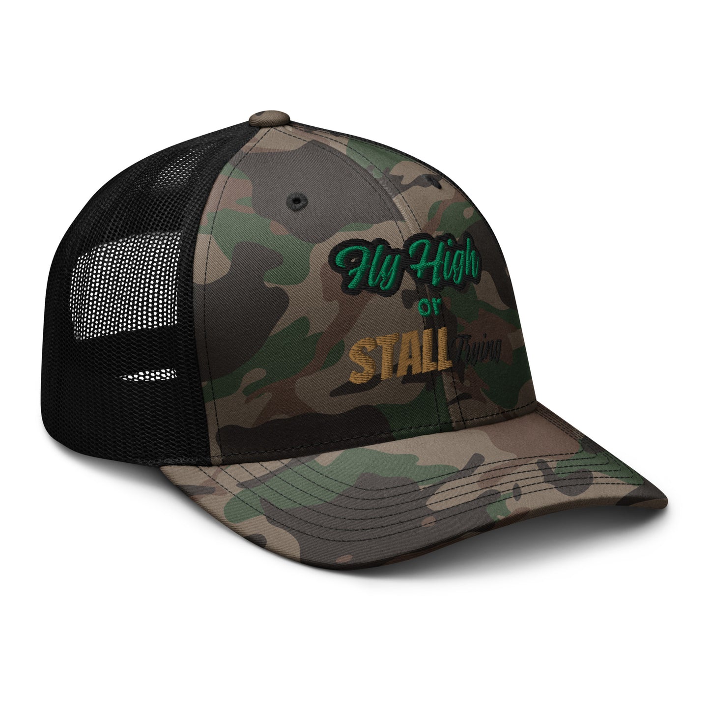 Fligh High or Stall Trying Camouflage Pilot Hat
