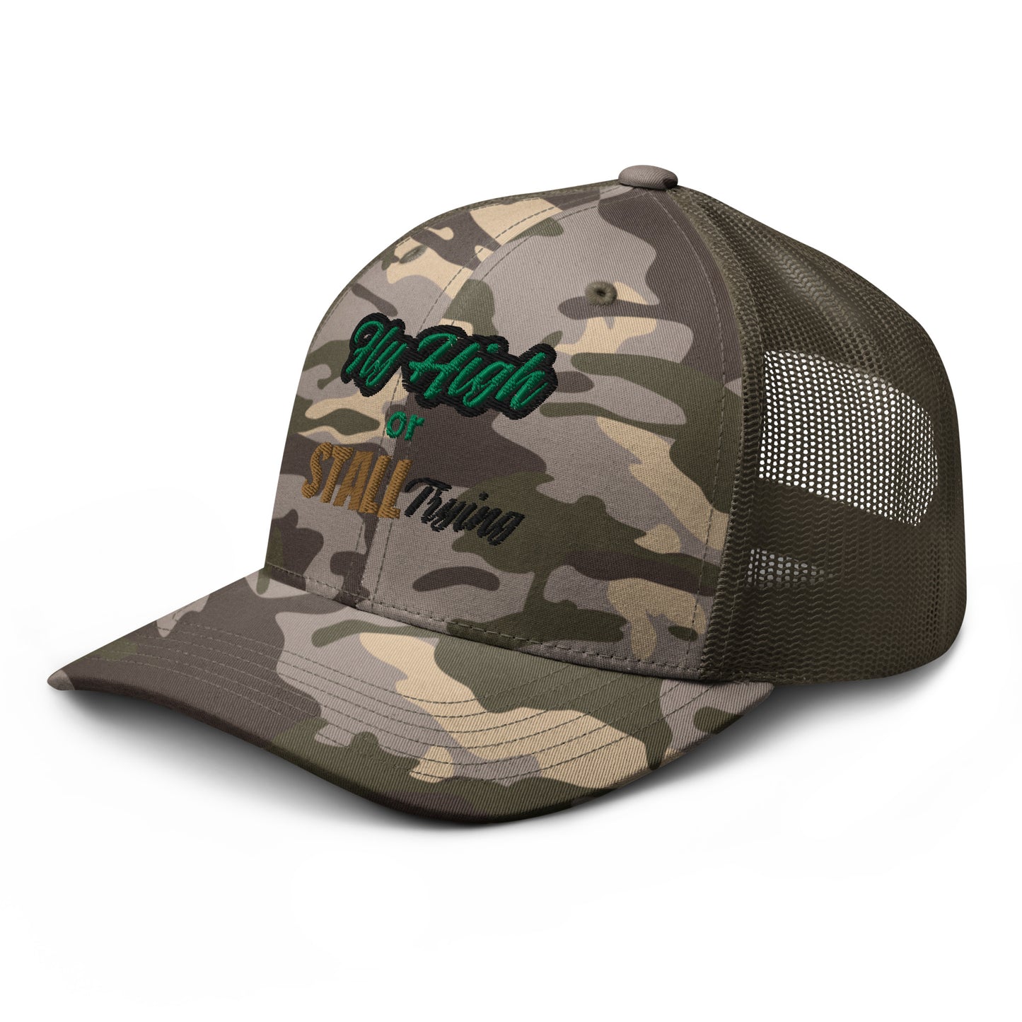 Fligh High or Stall Trying Camouflage Pilot Hat