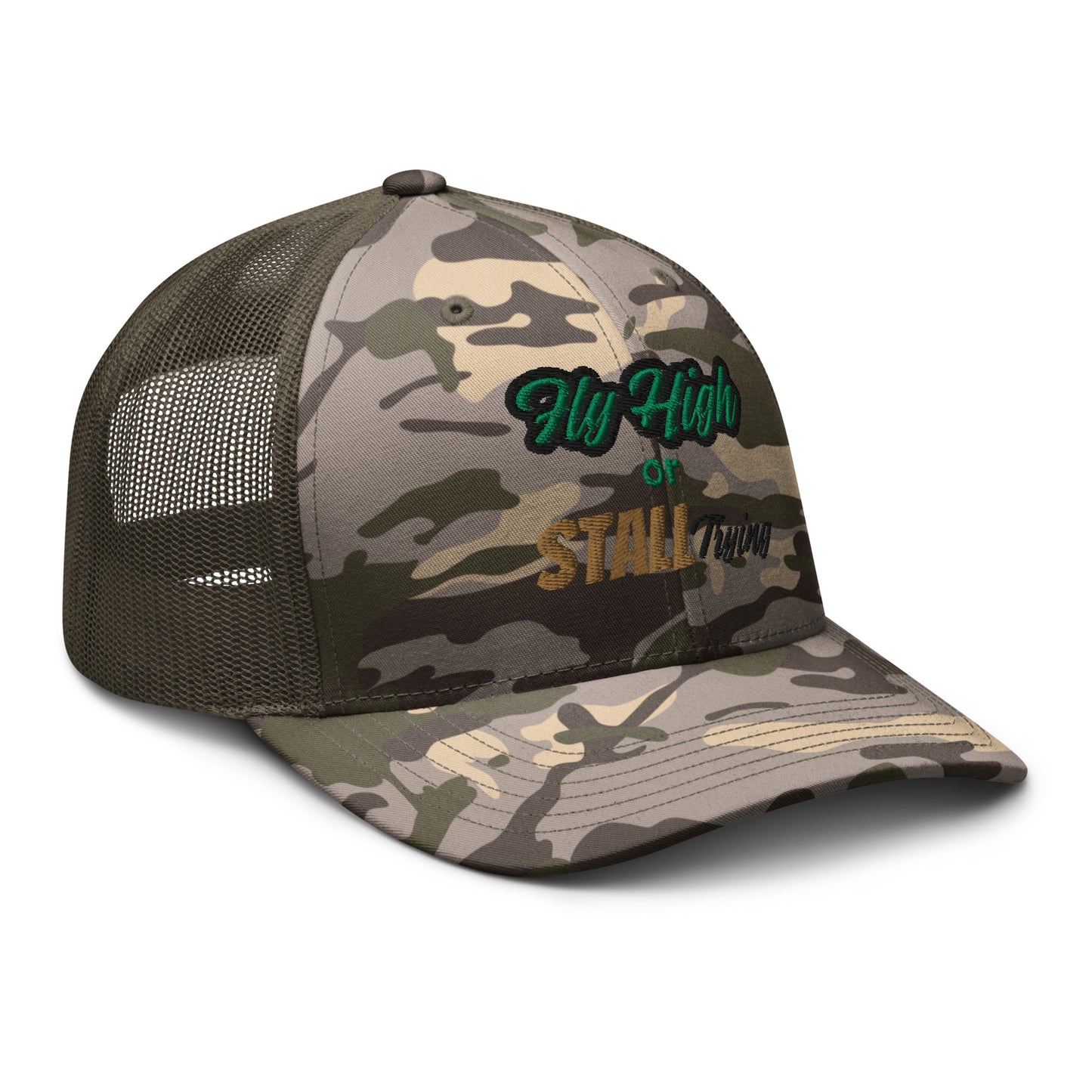 Fligh High or Stall Trying Camouflage Pilot Hat